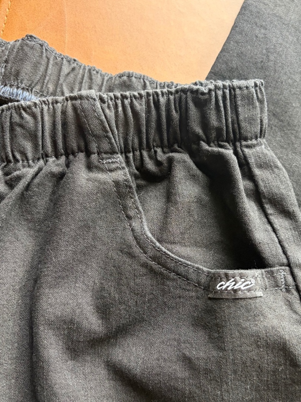 Vintage Chic Elastic Waist Pull On Mom Black Trouser Relaxed Straight Leg 12 EUC